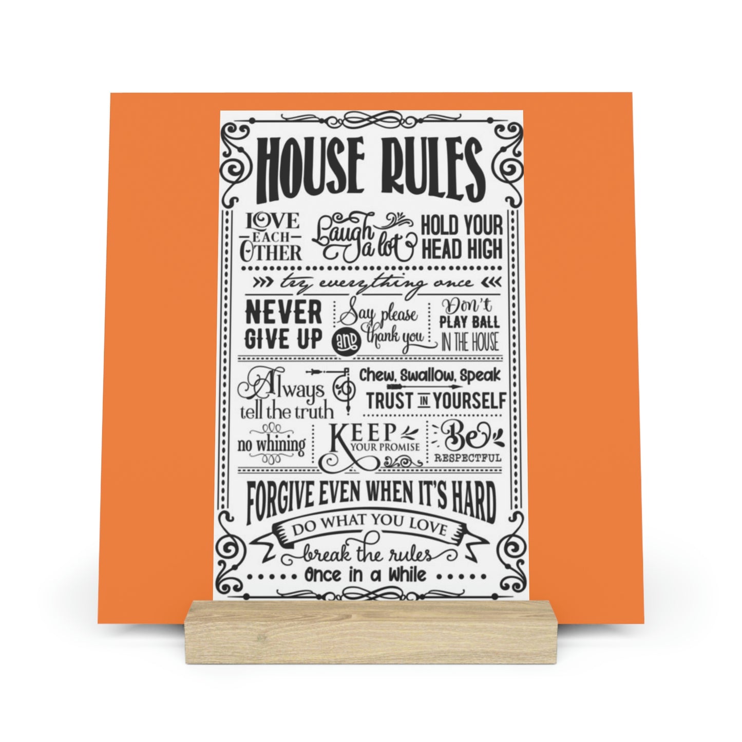 House Rules Gallery Board with Stand
