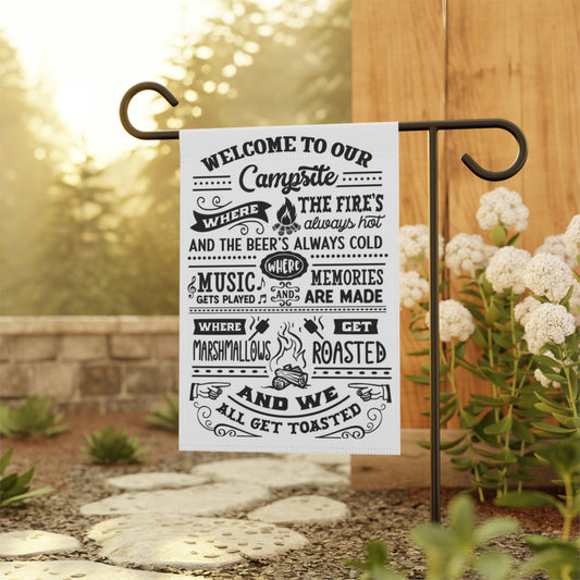 Welcome to our Campsite Garden & House Banner