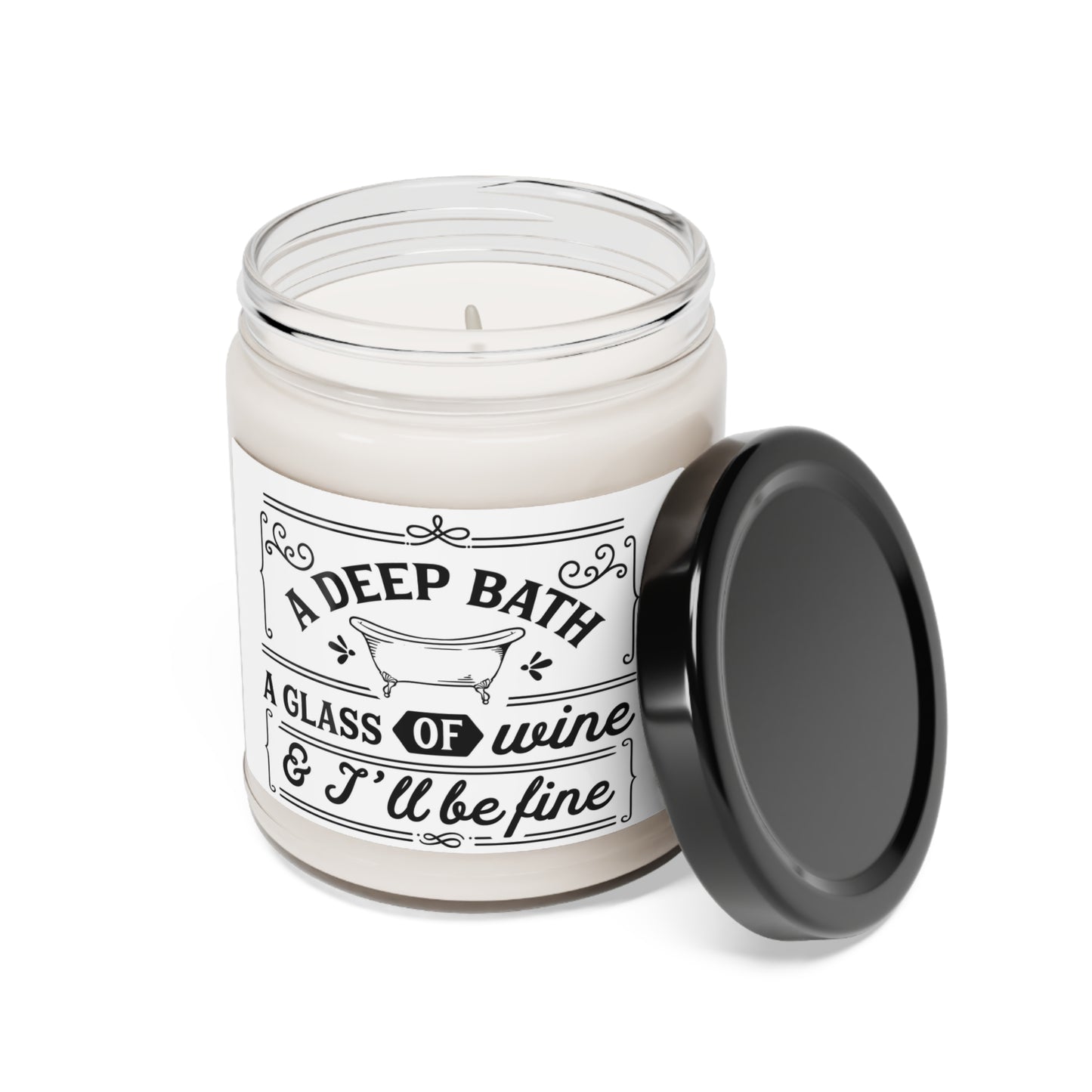 A deep bath and a glass of wine Scented Soy Candle, 9oz