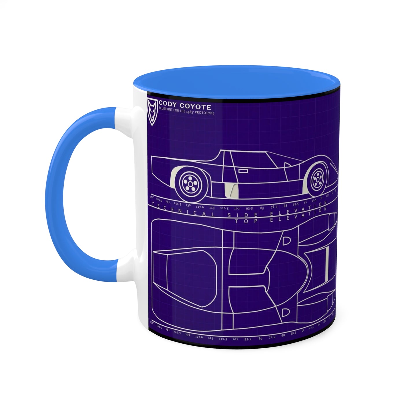 Coyote X Hardcastle and McCormick Blue Print Colorful Mugs, 11oz