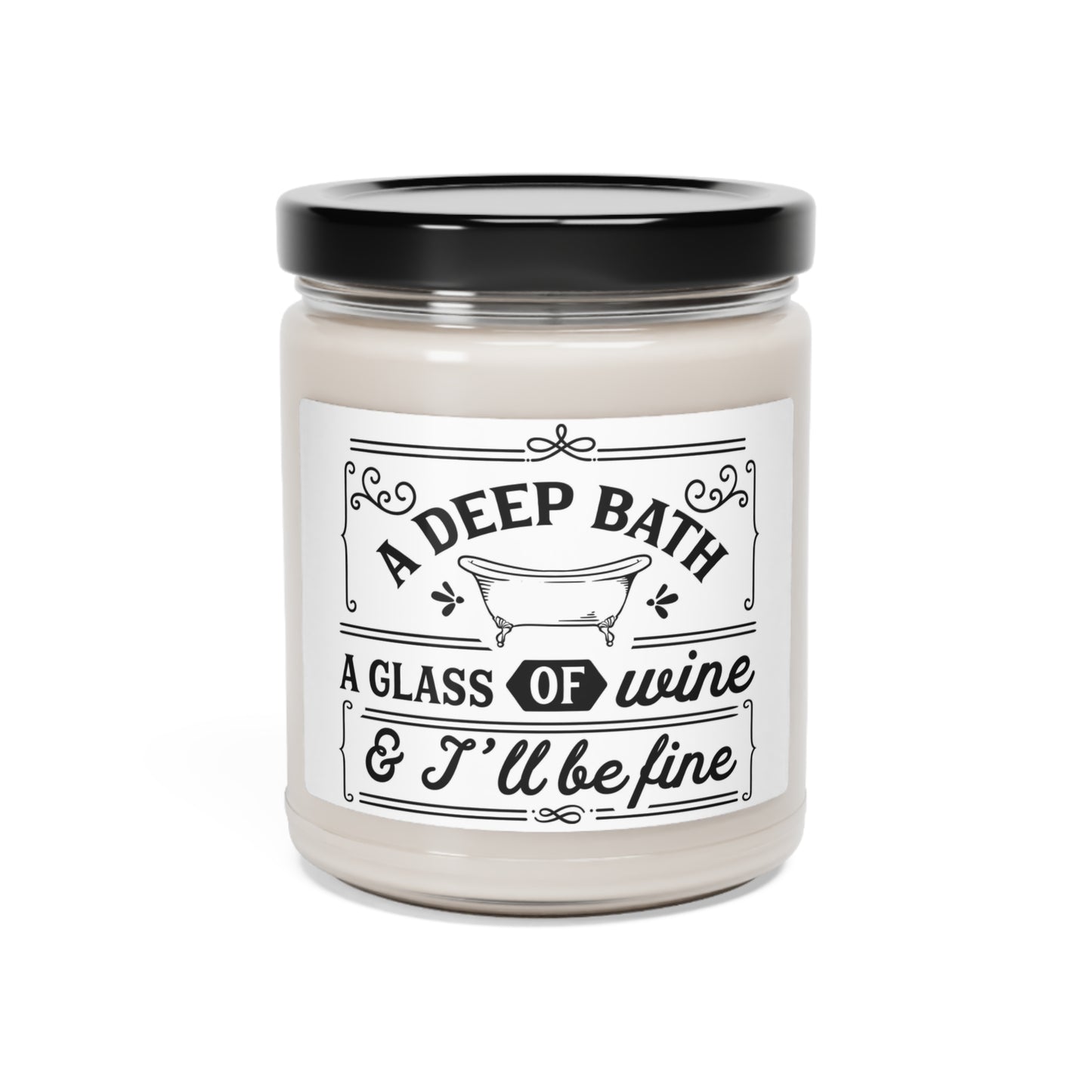 A deep bath and a glass of wine Scented Soy Candle, 9oz