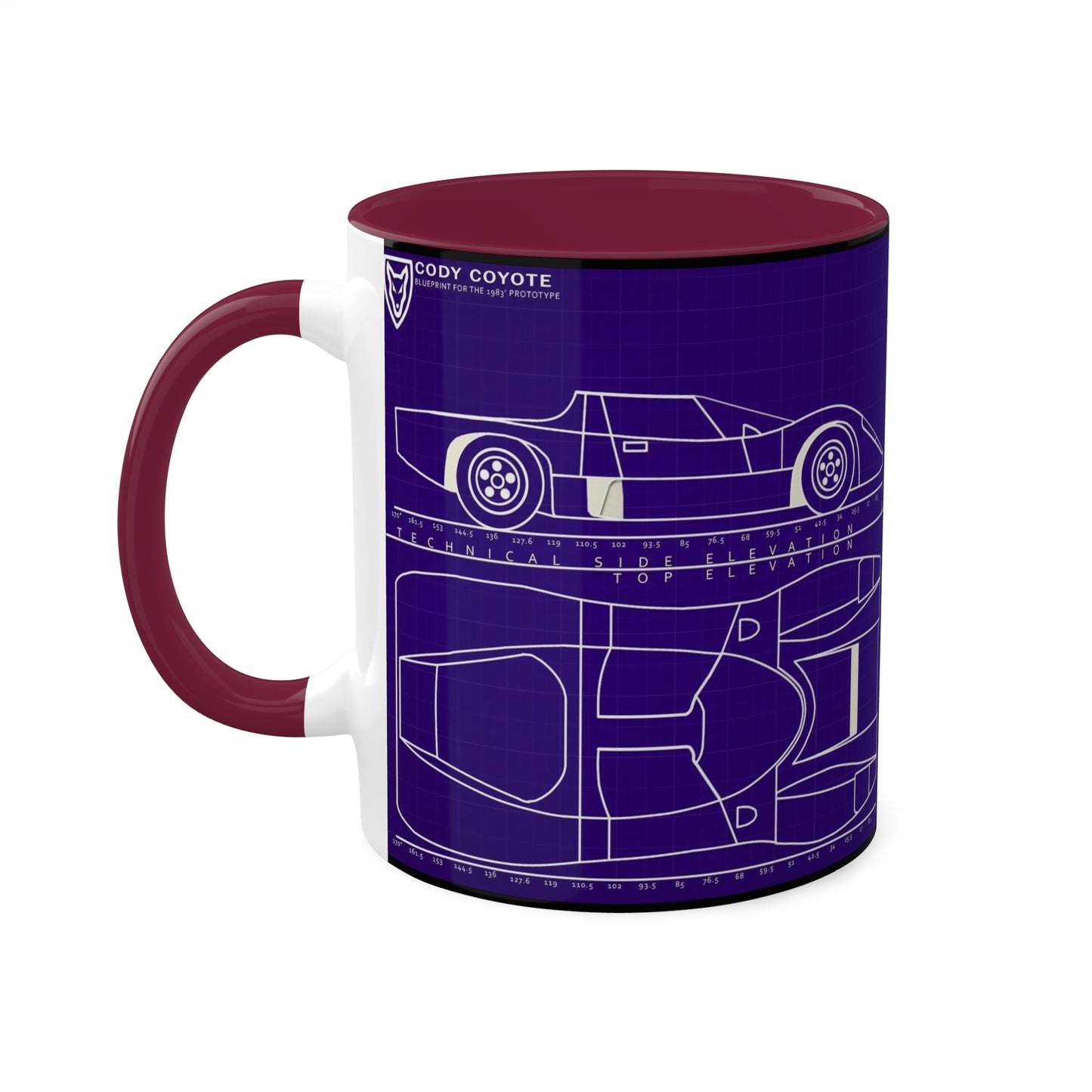 Coyote X Hardcastle and McCormick Blue Print Colorful Mugs, 11oz