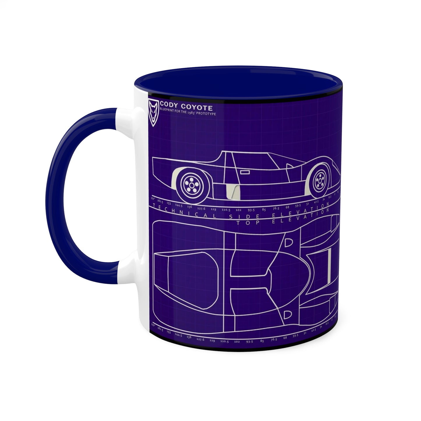 Coyote X Hardcastle and McCormick Blue Print Colorful Mugs, 11oz