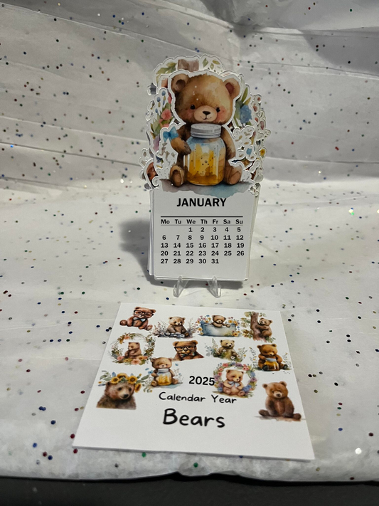 Bear die cut desk calendar 2025 W/ Stand