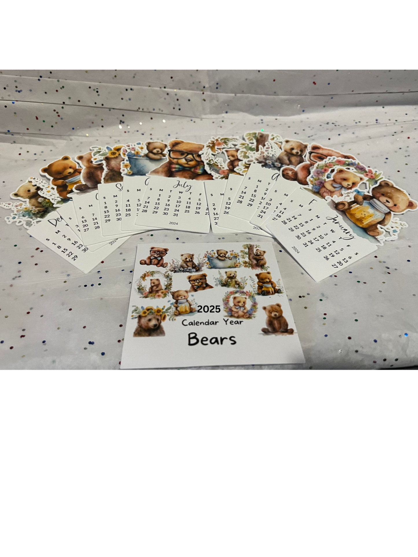 Bear die cut desk calendar 2025 W/ Stand