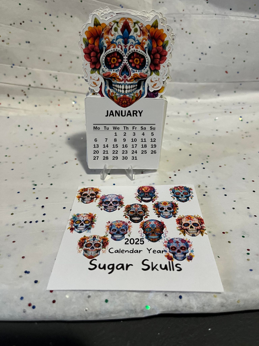 Sugar Skull die cut desk calendar 2025 W/ Stand