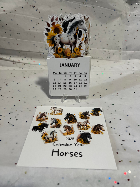 Sunflower Horse die cut desk calendar 2025 W/ Stand