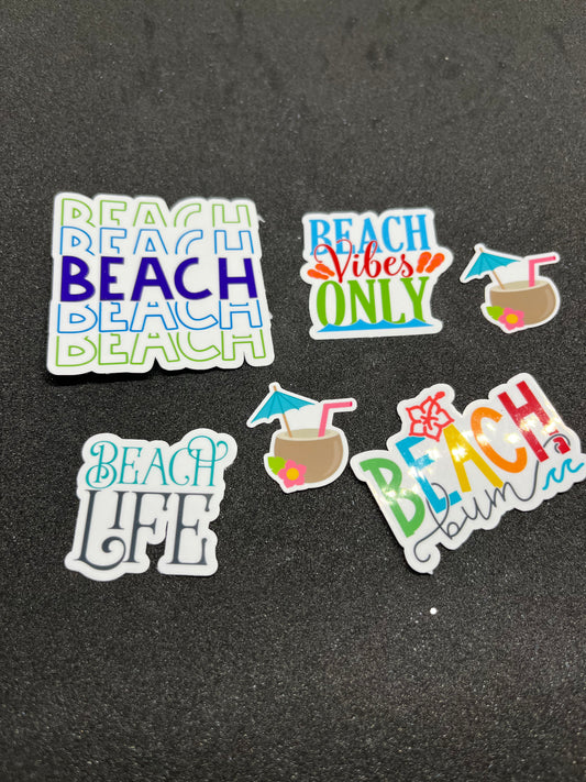 Beach sticker set of 6