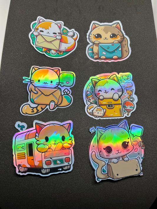 Mail kitty stickers- set of 6