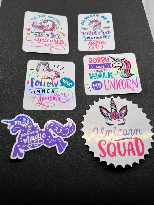 Unicorn sparkle stickers- set of 6