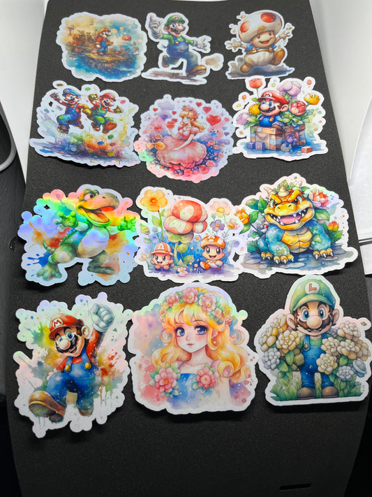 Mario and characters stickers- set of 12