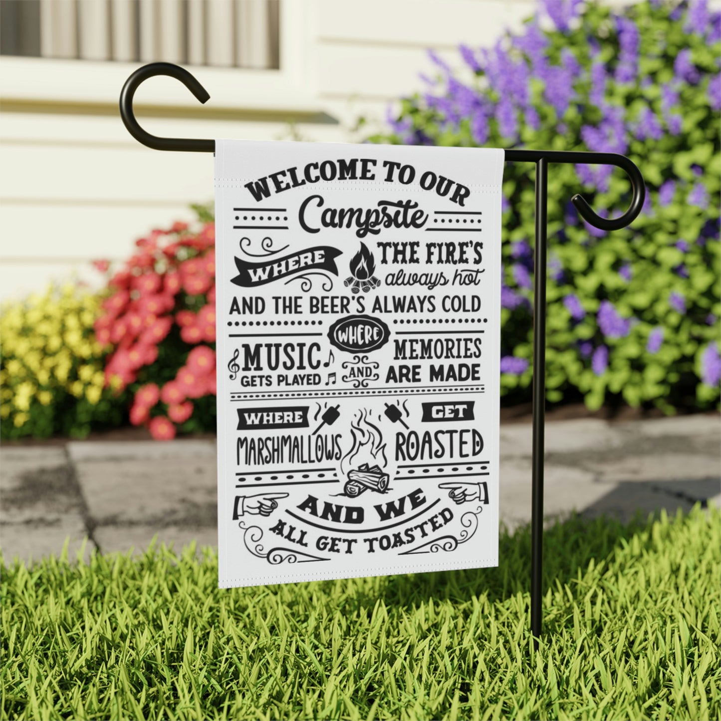 Welcome to our Campsite Garden & House Banner